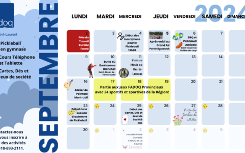 Calendriers des activités automnales - FADOQ - Bas-St-Laurent