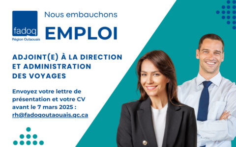 Offre d'emploi à la FADOQ - Région Outaouais